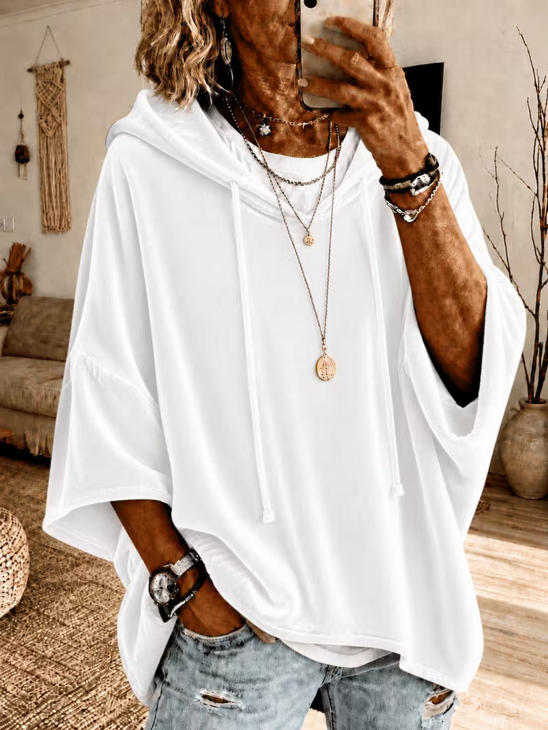 Women's New Autumn Winter Velvet Hooded Loose Casual Sweatshirt