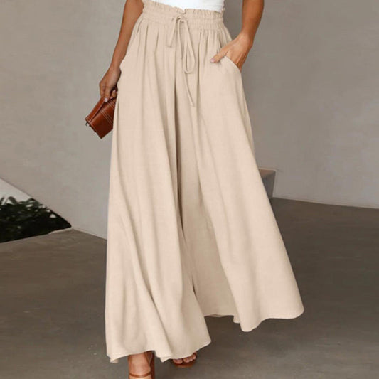 Pantalones de pernera ancha y talle alto para mujer