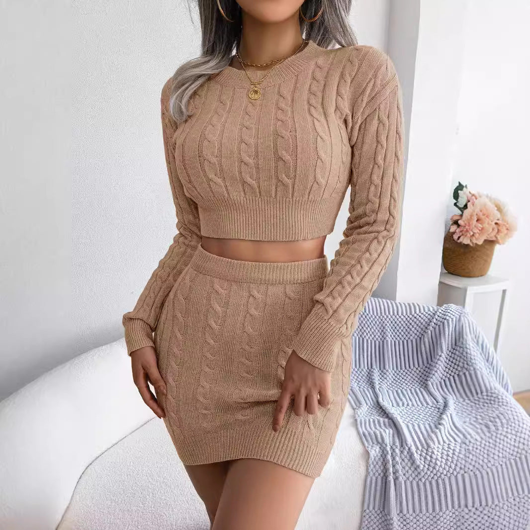 Conjunto de suéter y falda de punto para mujer