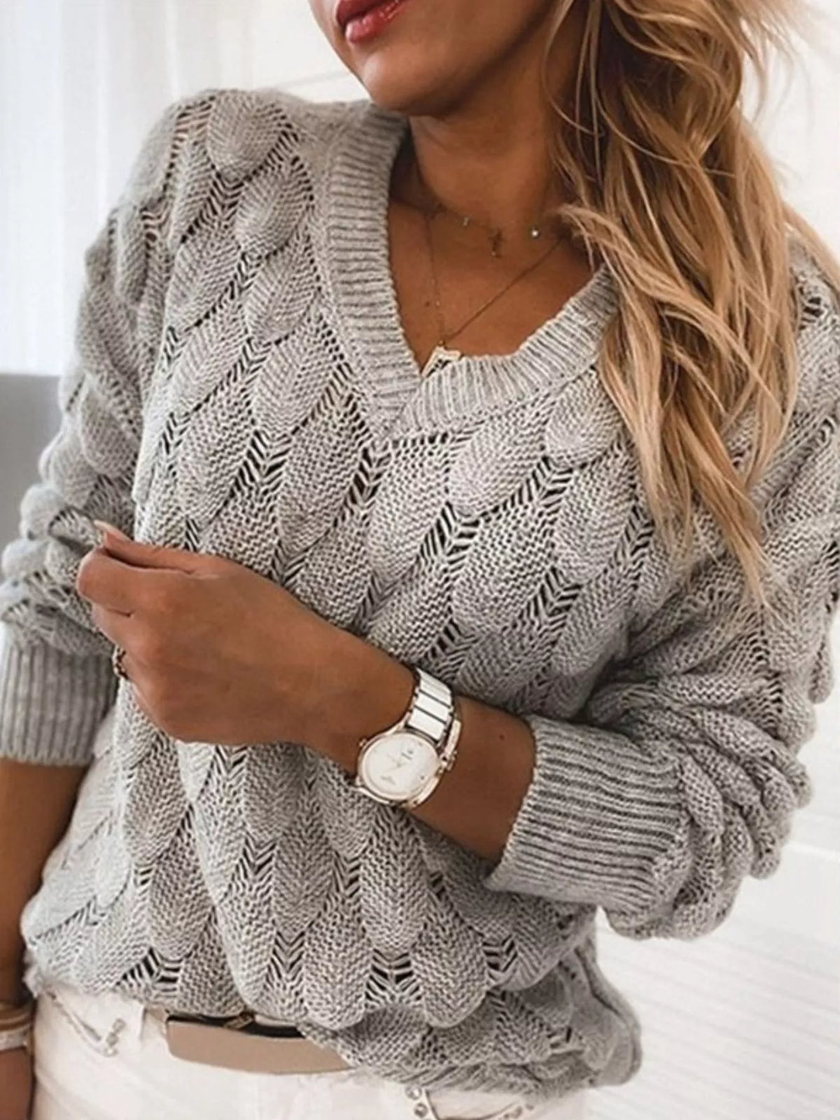 V-Neck Knitted Sweater