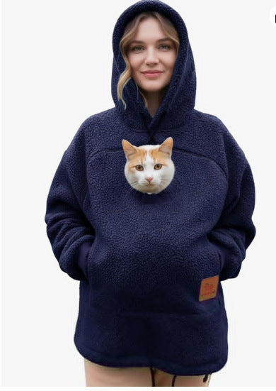 European And American Style Fleece-Lined Hooded Sweatshirt, Unisex, Loose Fit, Casual, Warm, Cross-Border Bestseller With Drawstring