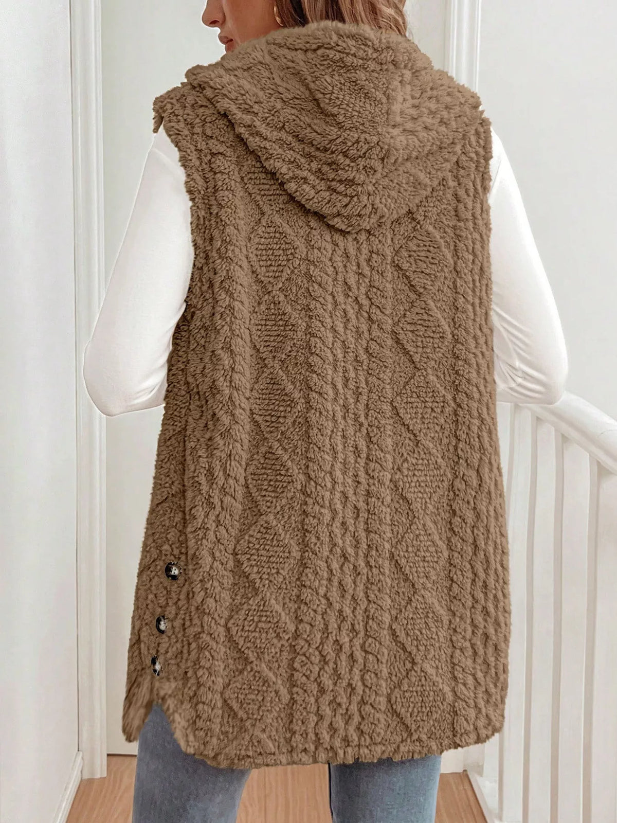 Cozy Sherpa Fleece Hooded Vest Coat