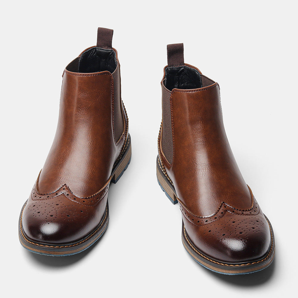 Men's Mid-top Carved Casual Brogue Retro Boots