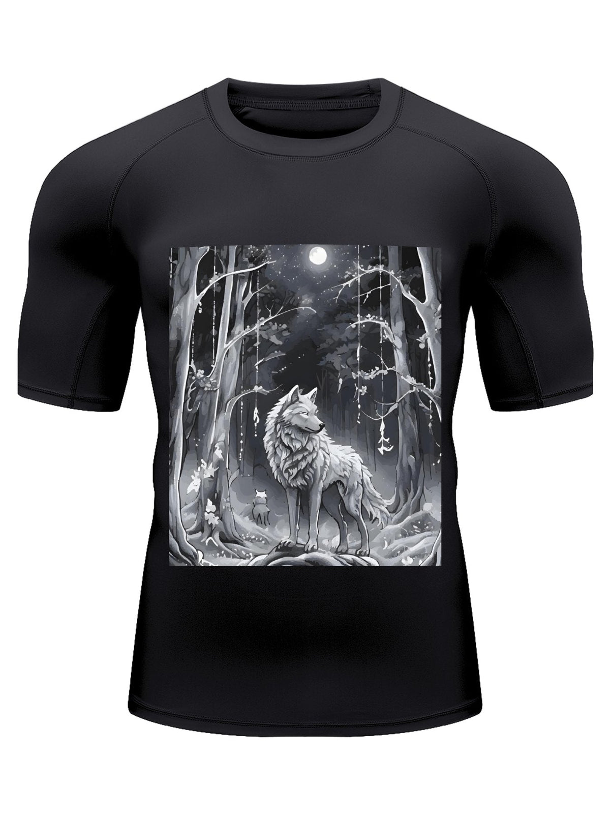 Ethereal Wolf in the Moonlight Men's Short-Sleeve Surfing Top (Front Printing)