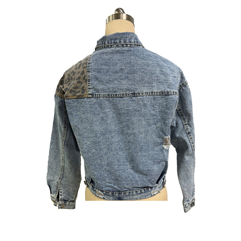 Chaqueta vaquera corta desgastada para mujer