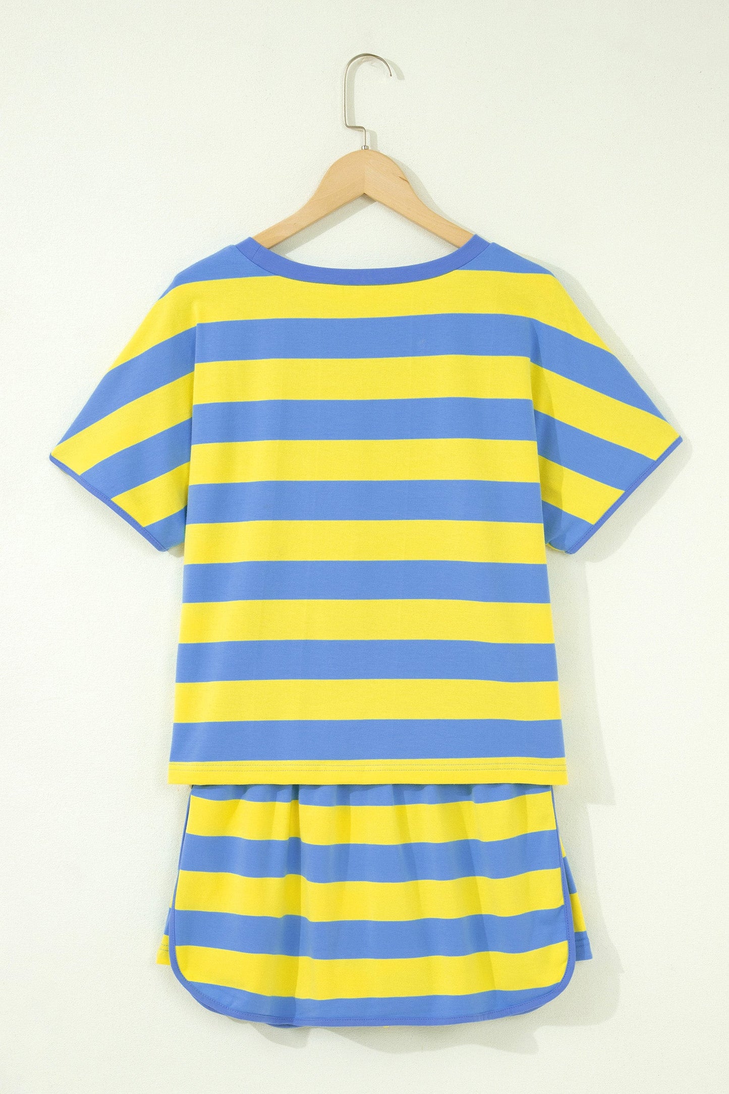 Yellow Stripe Dolman Tee Drawstring Skort Athletic 2pcs Set