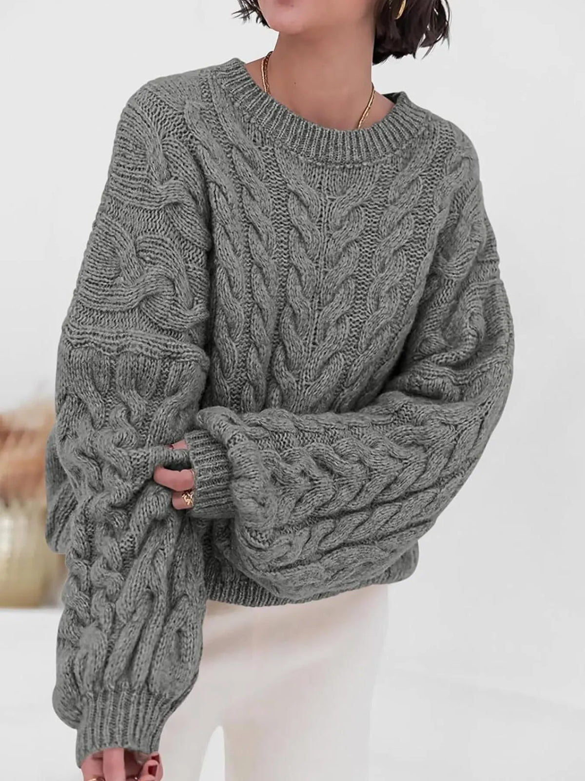 Cable Knit Long Sleeve Sweater