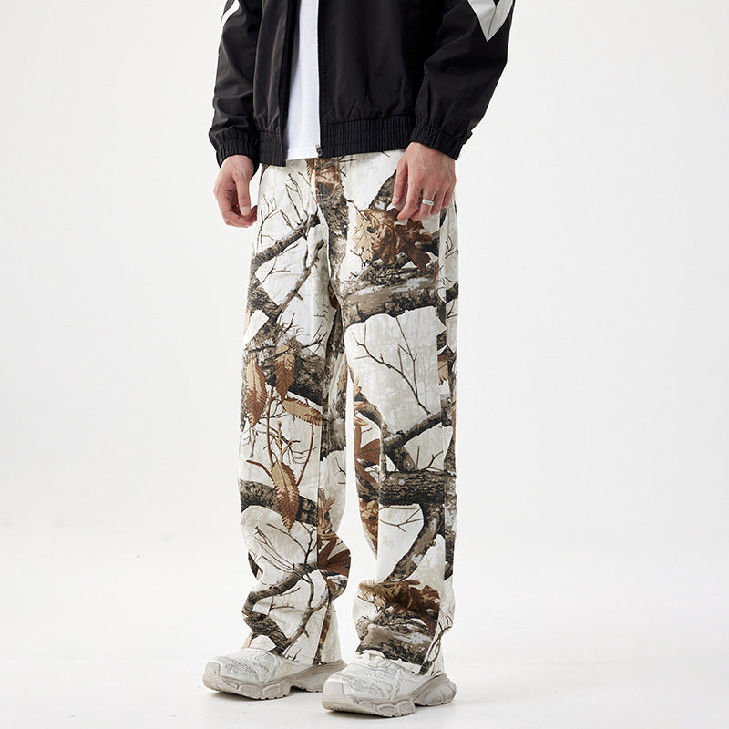 Straight Jeans Printed Fashion Wide-leg Casual Pants