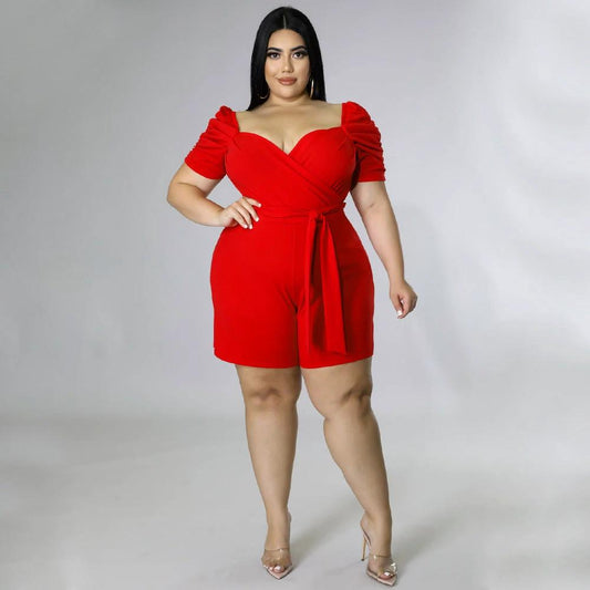 Mono tipo pichi de mujer informal, a la moda y sexy, de color liso con cinturón en tallas grandes