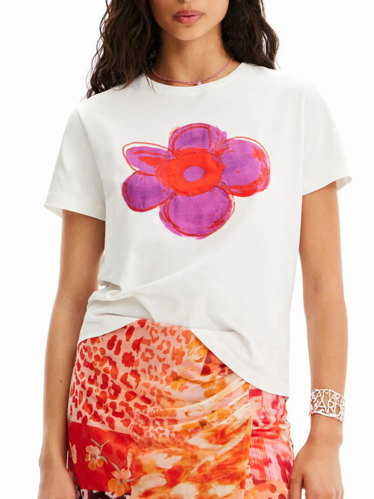 Flower Graphic Round Neck T-Shirt