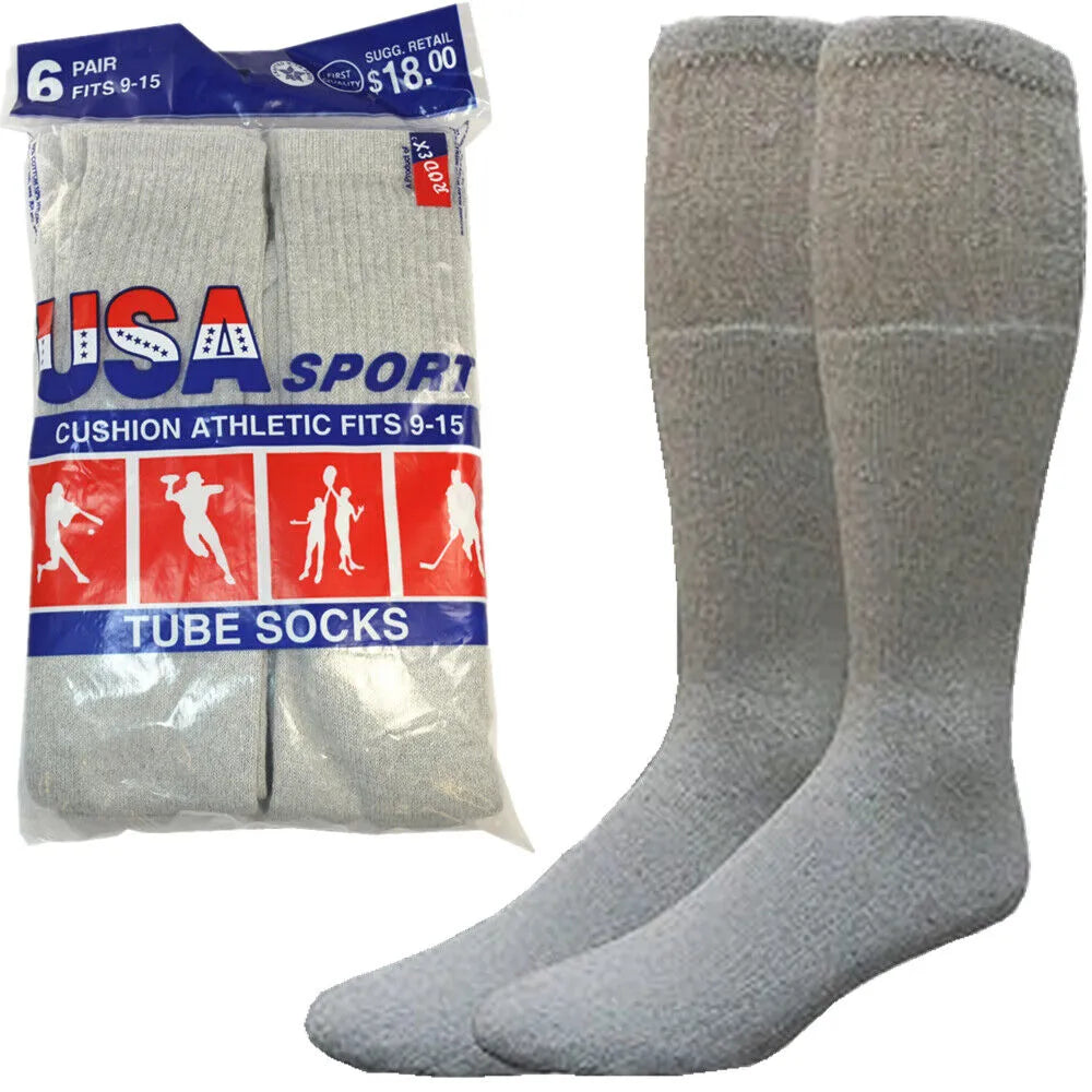 Calcetines deportivos de tubo sólidos de algodón para hombre, tallas 9-15