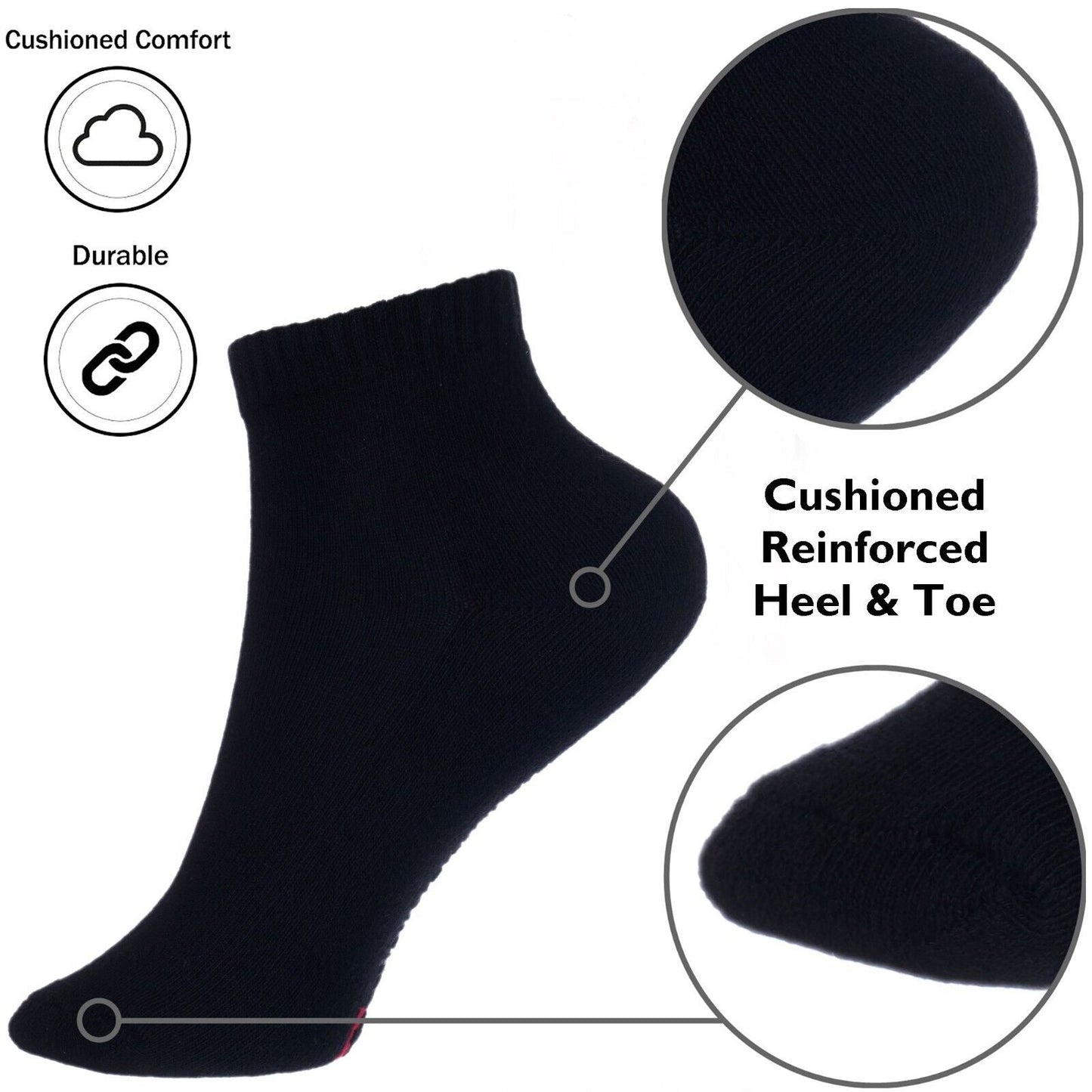 3-12 pares de calcetines deportivos lisos de algodón para hombre, tobilleros, corte bajo, talla 9-13
