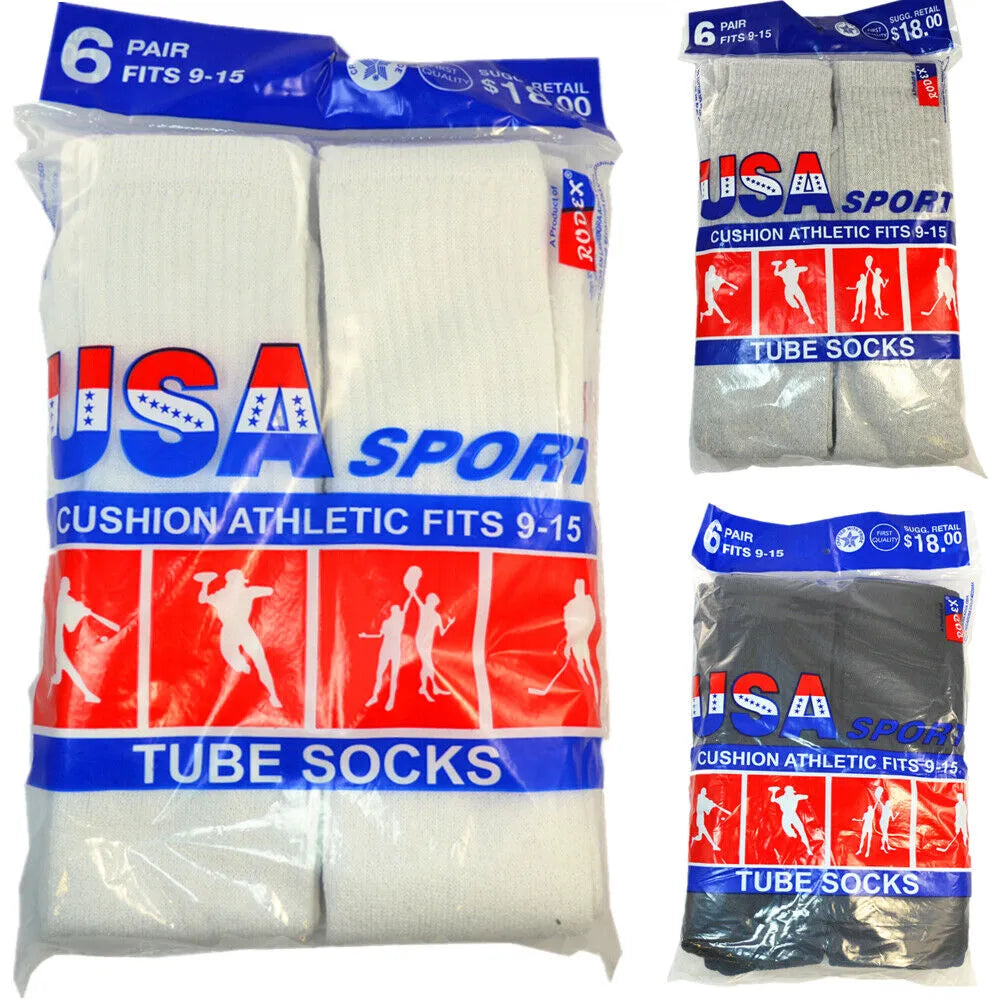 Calcetines deportivos de tubo sólidos de algodón para hombre, tallas 9-15