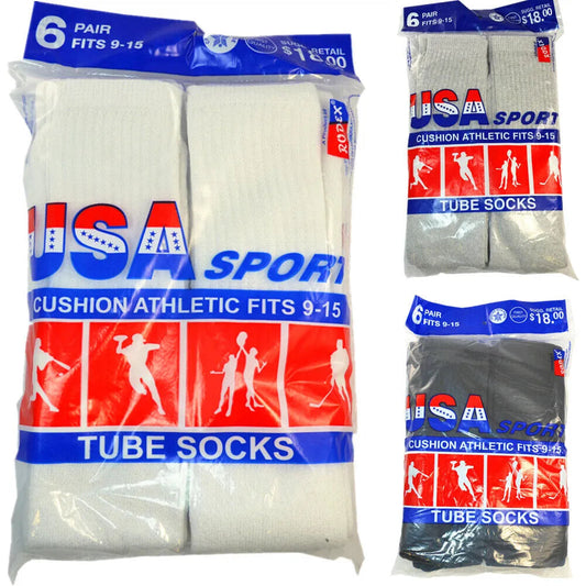 Calcetines deportivos de tubo sólidos de algodón para hombre, tallas 9-15