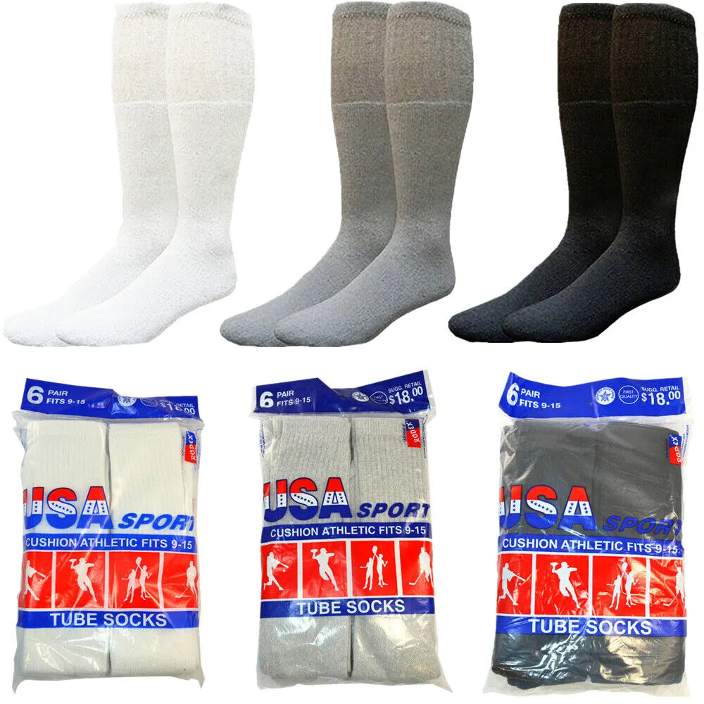 Calcetines deportivos de tubo sólidos de algodón para hombre, tallas 9-15