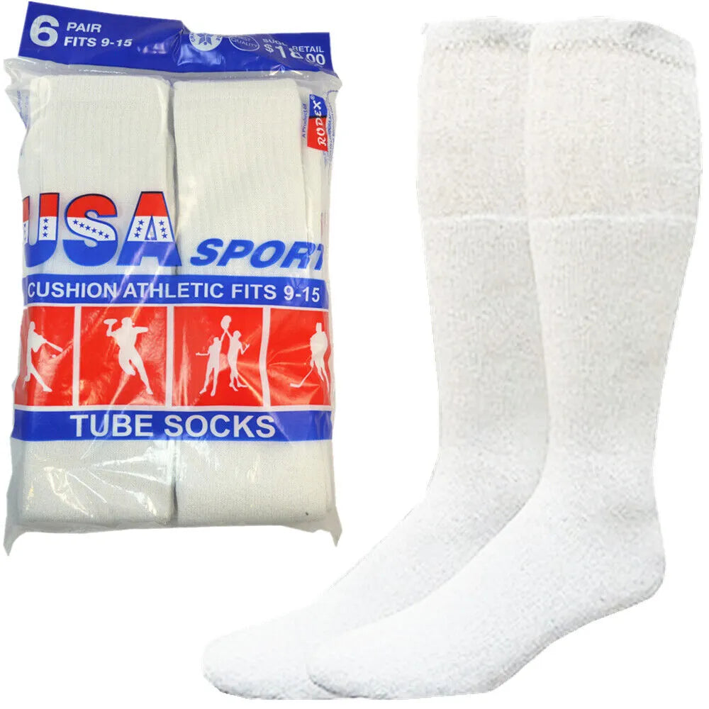 Calcetines deportivos de tubo sólidos de algodón para hombre, tallas 9-15
