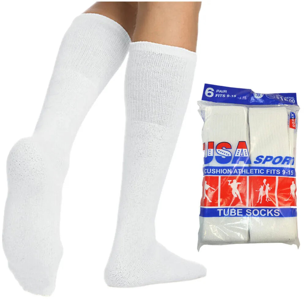 Calcetines deportivos de tubo sólidos de algodón para hombre, tallas 9-15
