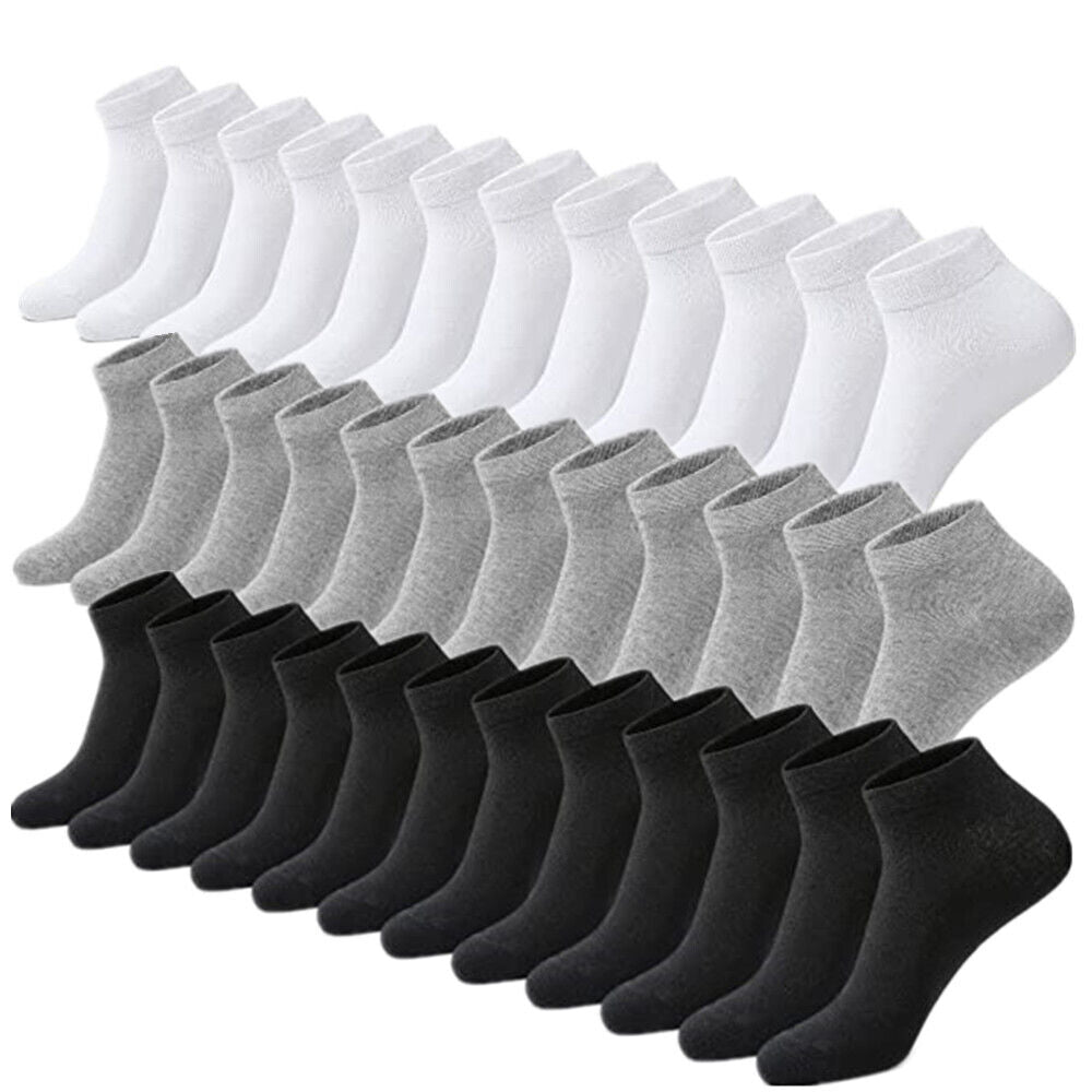 3-12 pares de calcetines deportivos lisos de algodón para hombre, tobilleros, corte bajo, talla 9-13
