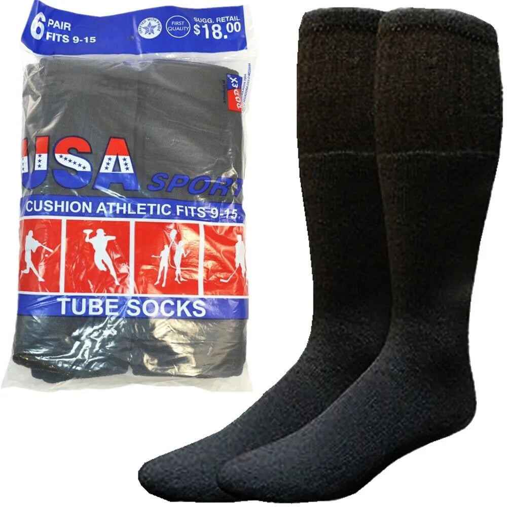 Calcetines deportivos de tubo sólidos de algodón para hombre, tallas 9-15