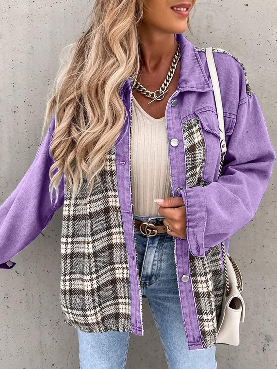 Trendsi Oversized Plaid Cotton Jacket — Casual Shacket Style