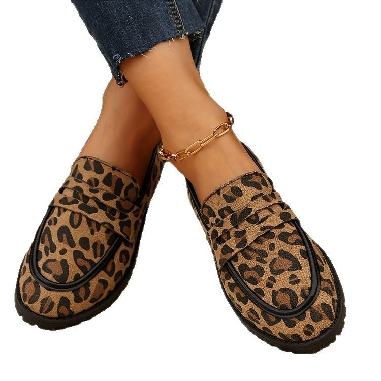 Leopard Print Lug Sole Flats
