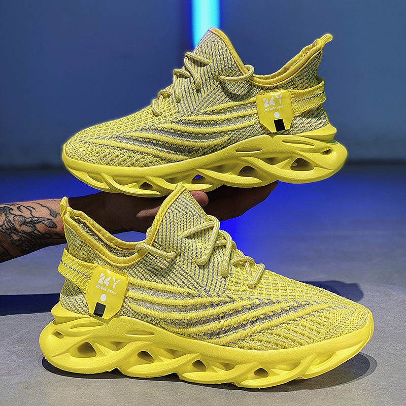 Men's Flyknit Breathable Mesh Platform Sneakers