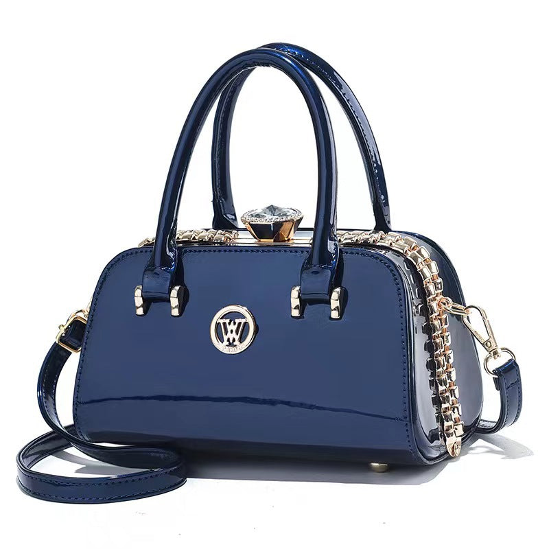 Shiny Leather Diamond-Embellished Simple And Elegant Womens Bag Multi-Functional Evening Clutch