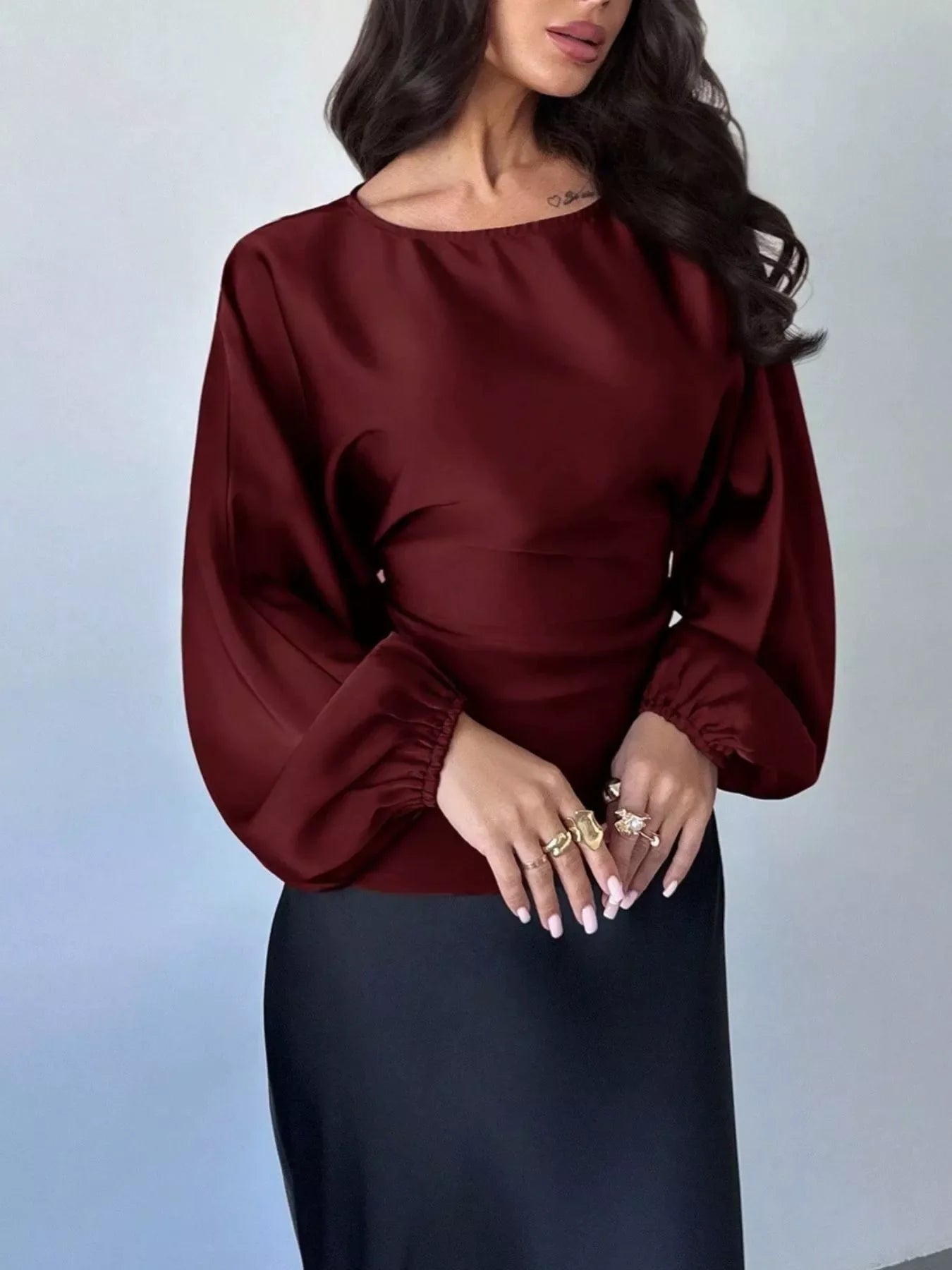 Polka Dot Round Neck Blouse