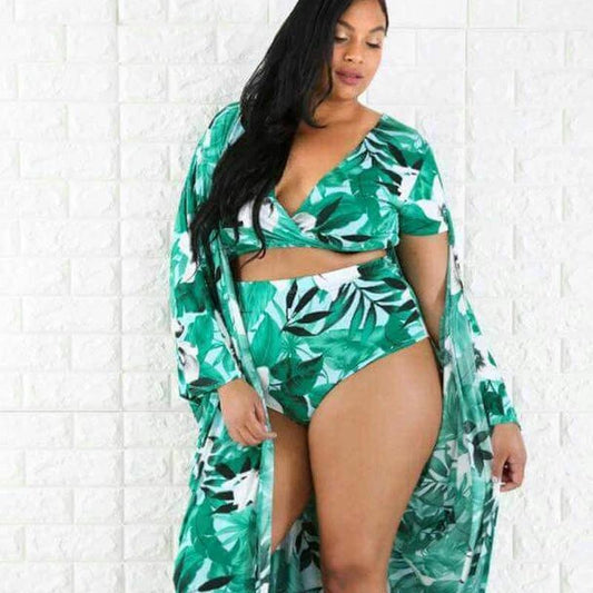 Traje de baño bikini con pareo talla grande