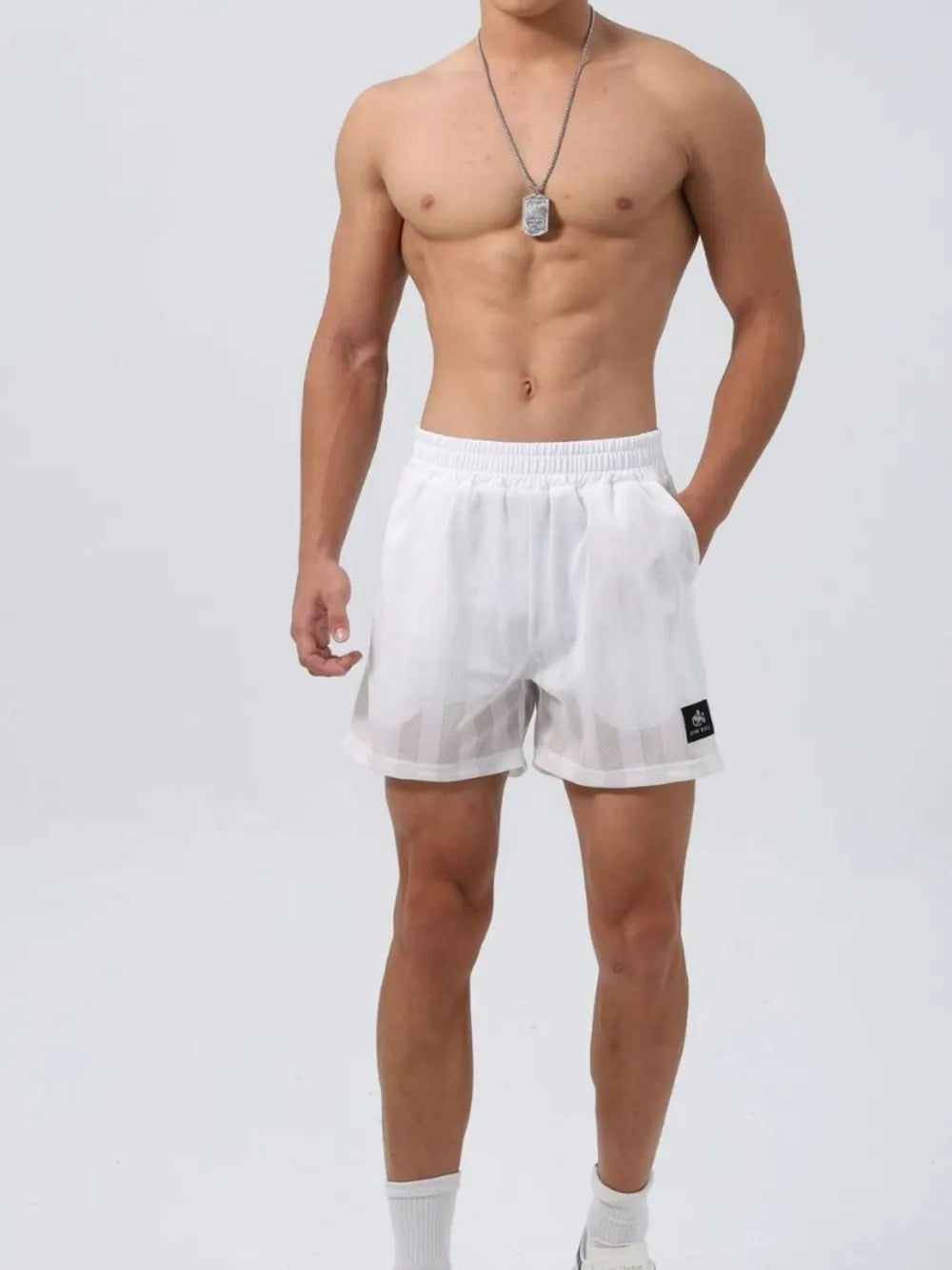 Pantalones cortos de hombre de talla grande con cintura elástica