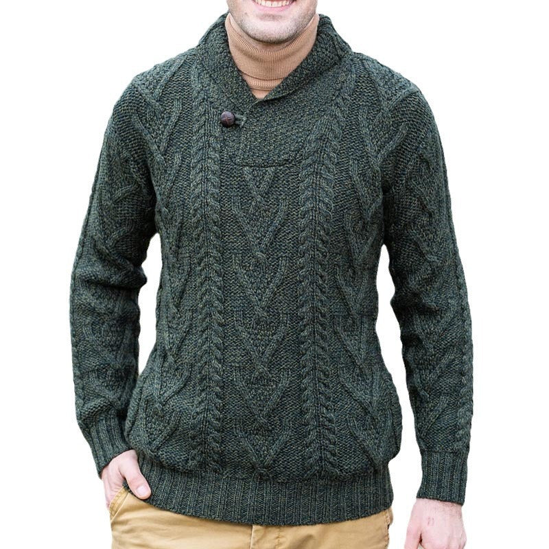 New Fallwinter Mens Solid-color Pullover Long-sleeve Knit Sweater