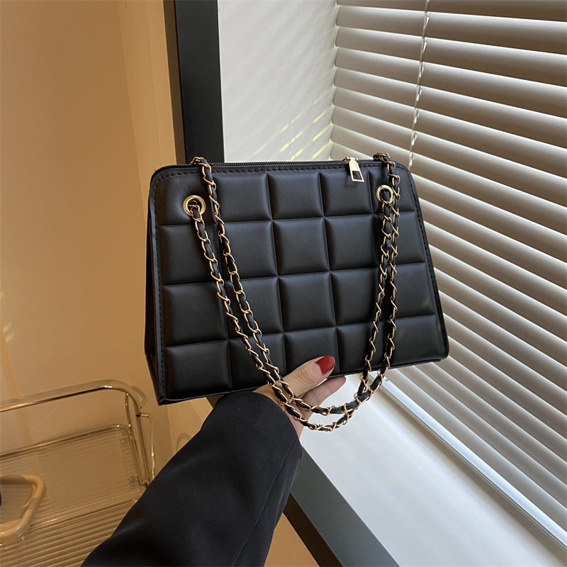 Plaid Bag Womens Small Diamond-Pattern Embroidered Grid Shoulder Bag