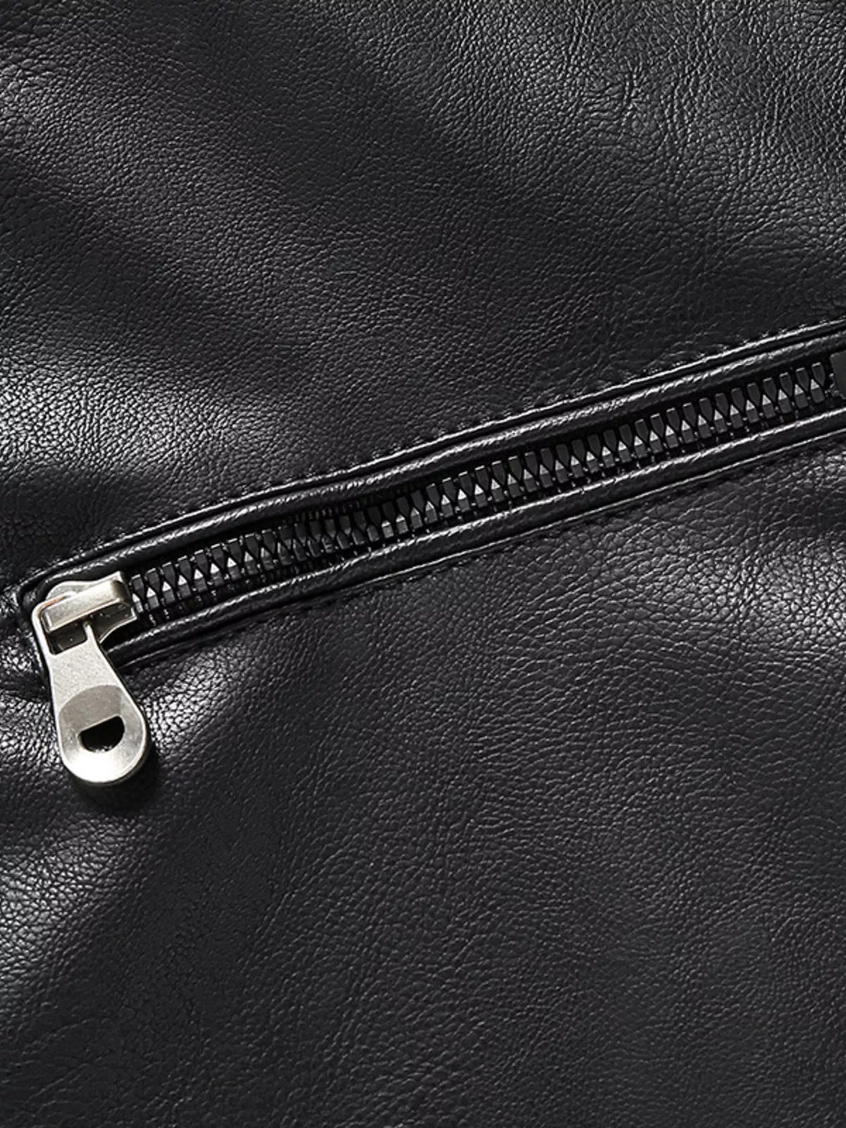 Men's Zip Up Long Sleeve Leather Jacket