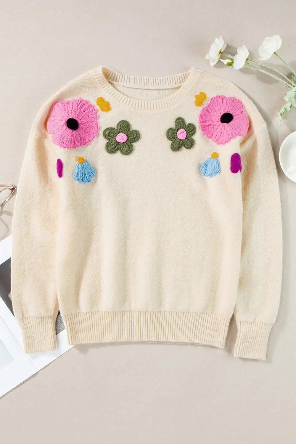 Sweaters Trendsi Chic floral crochet sweater
