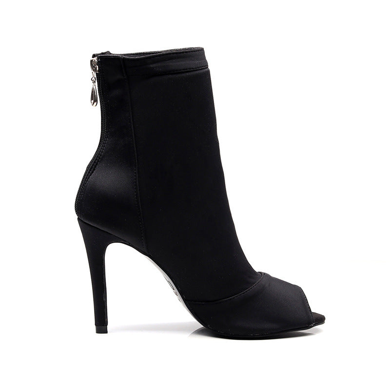 Women's Black Elastic Latin Dance Shoes
