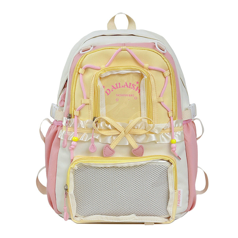 Unisex Cute Bow-Knot Middle School Student Large-Capacity Backpack