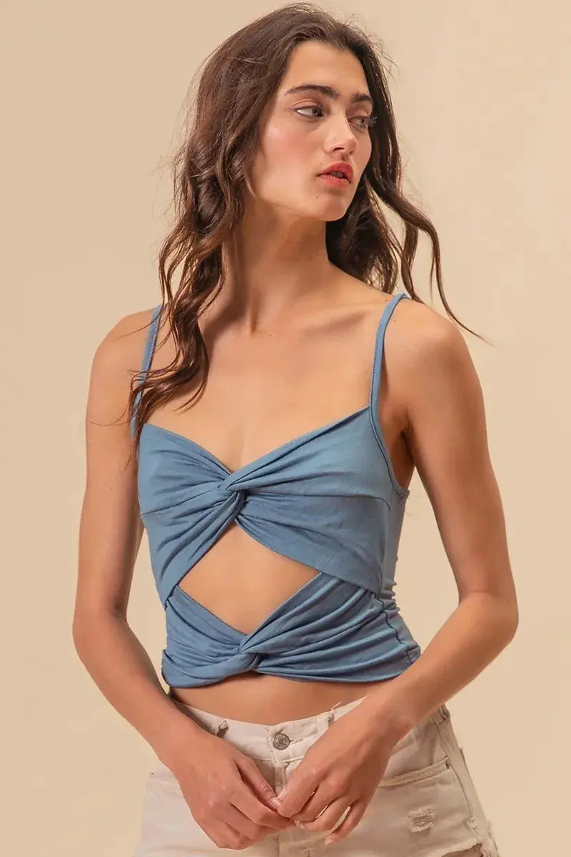 Trendsi Double Twist Cami Tank Top Denim