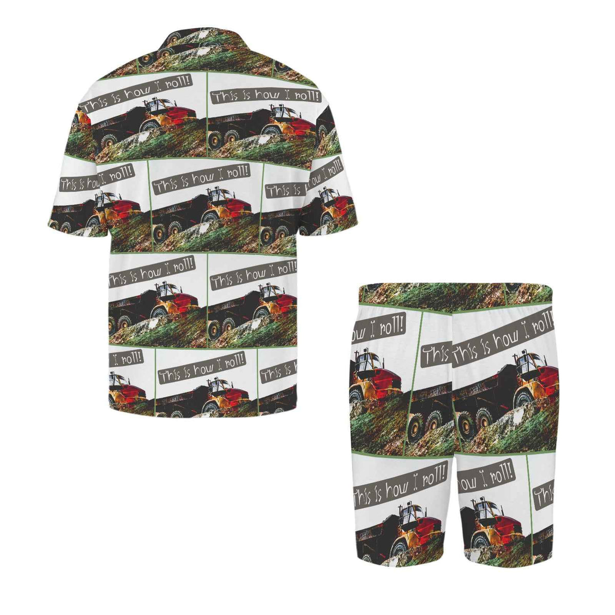 Dump Truck This is How I Roll Men's V-Neck Short Pajama Set