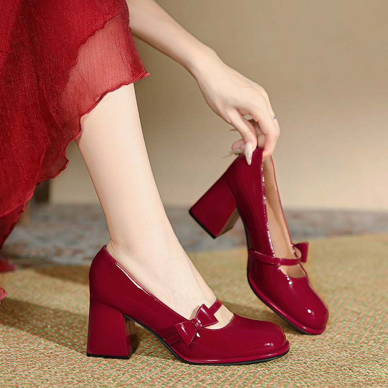Chunky Heel Round-Toe Mary Jane Shoes