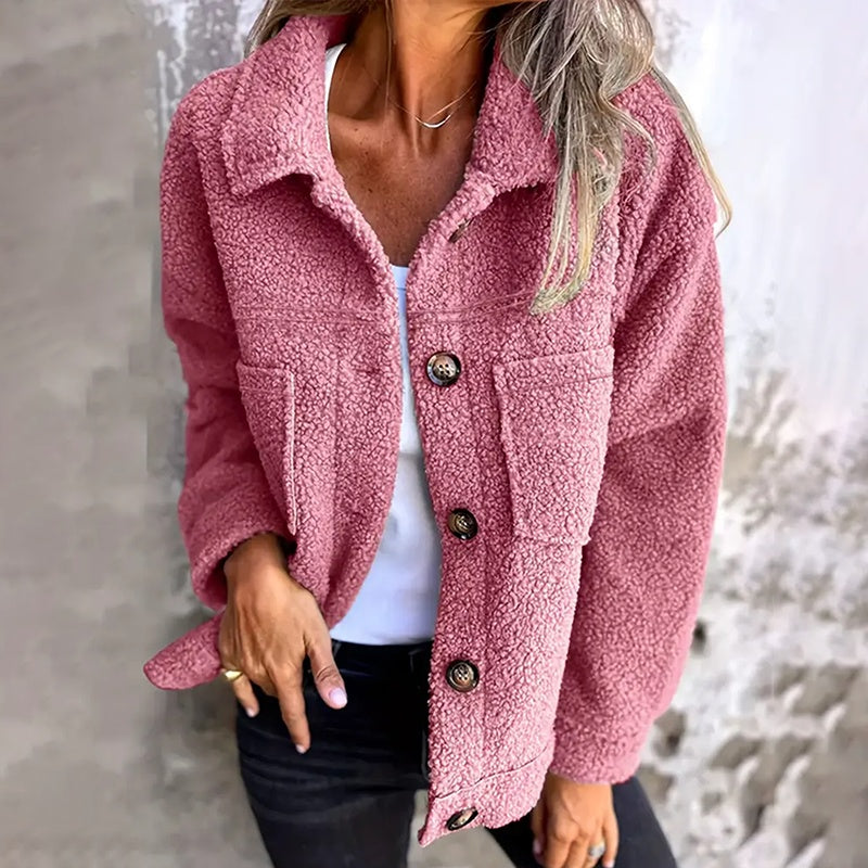 Chaqueta Sherpa para mujer de talla grande en color liso