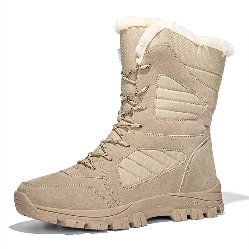 Botas de nieve de invierno de caña alta para mujer - Botas de algodón impermeables con forro polar