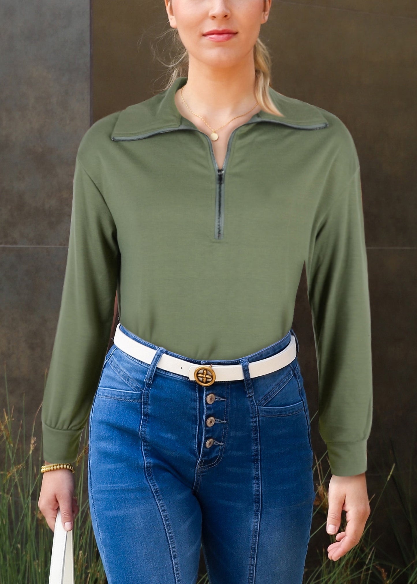 Sudadera con cuello alto y cremallera