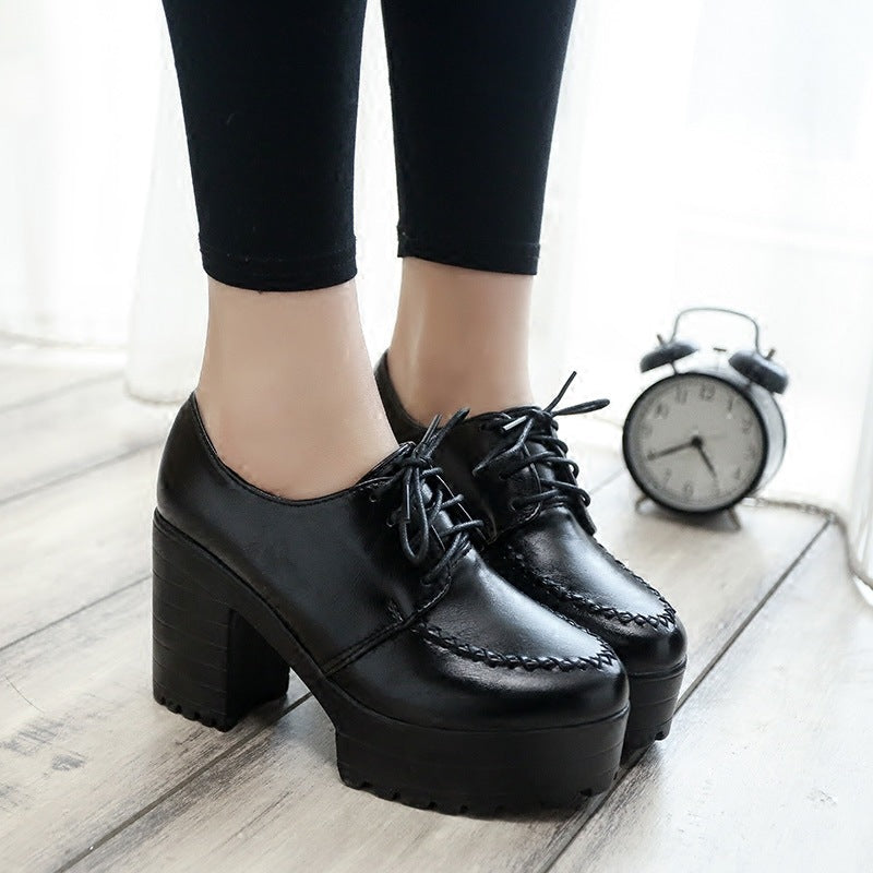 Women's Platform Lace-Up Block Platforms Heels