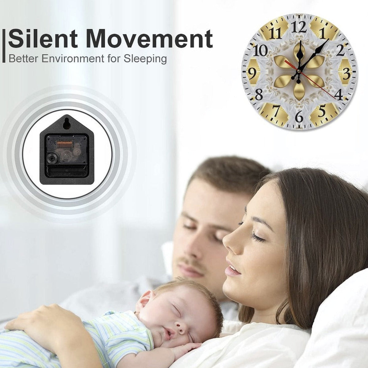 Golden Design Modern Wooden Wall Clock