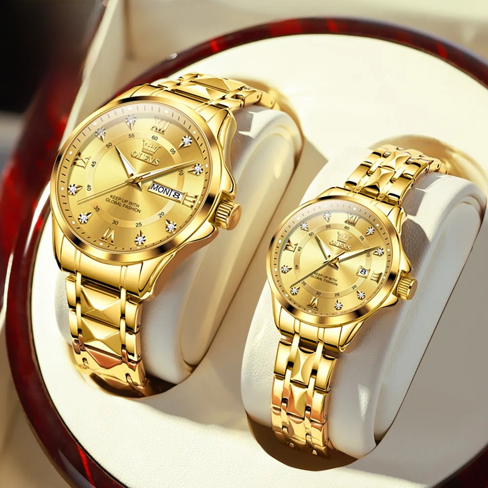 Stainless Steel Day-Date Watch - Women's, Men's & Couples
