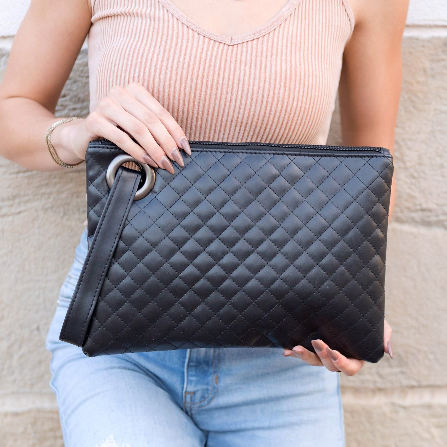 Cartera de mano acolchada
