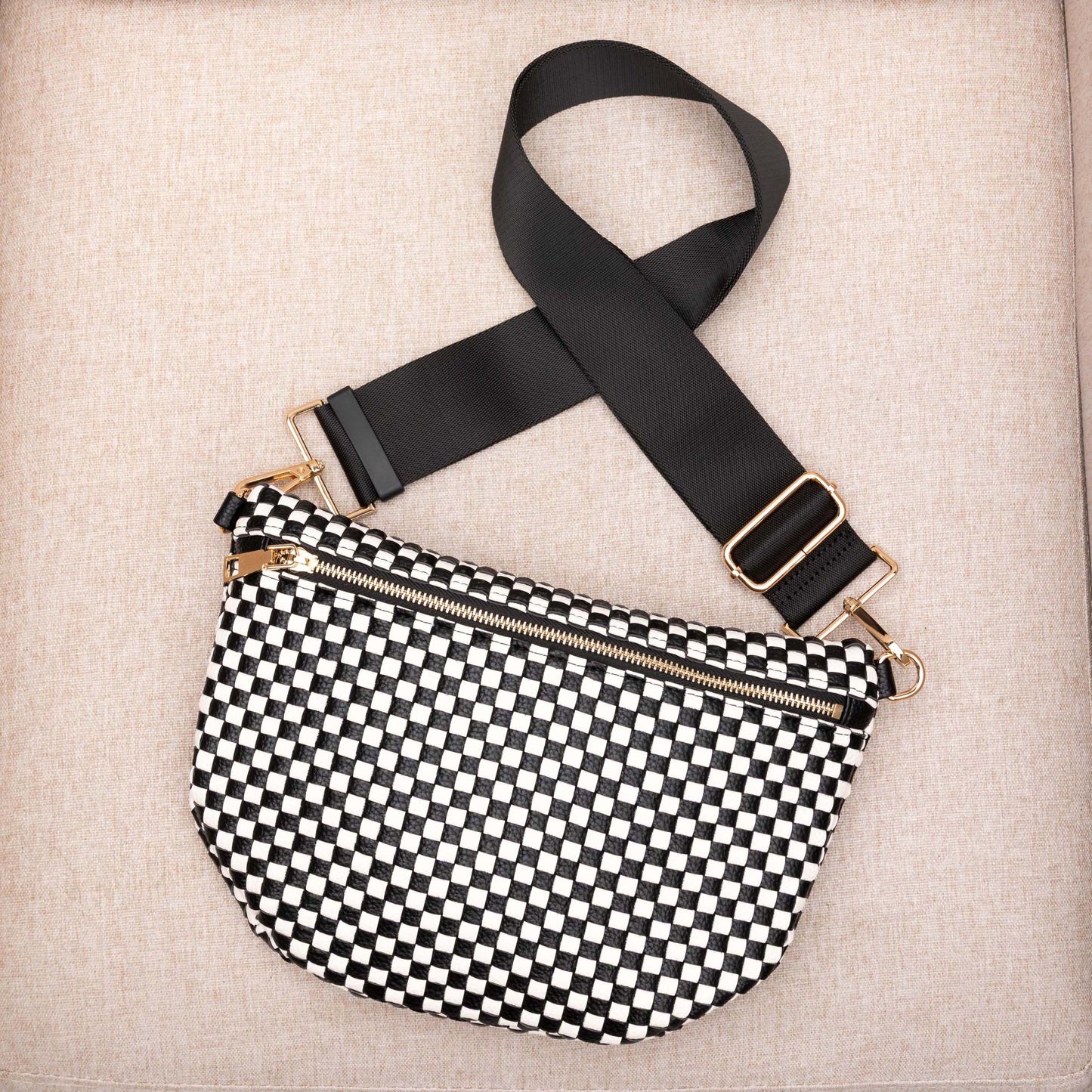 Layla Woven Checkered Crossbody Sling Bag