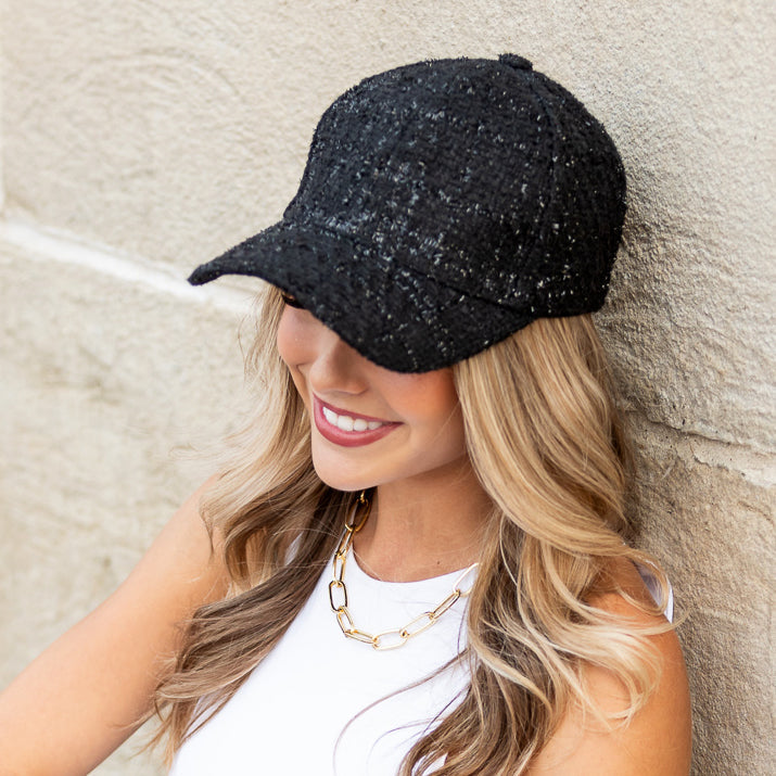 Gorra de béisbol de tweed brillante