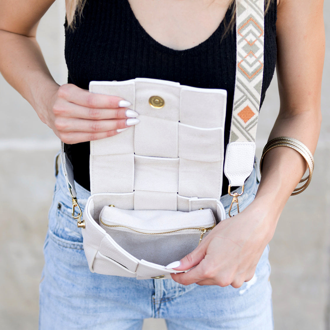 Bandolera Margot de cuero plegable