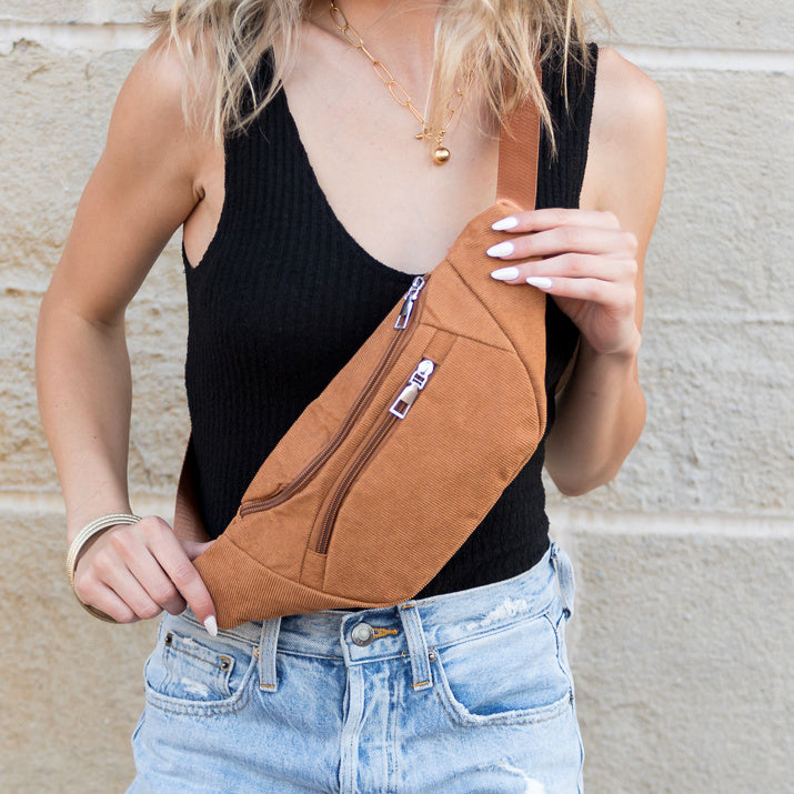 Bolso riñonera de pana Amari para cintura, bandolera o bandolera